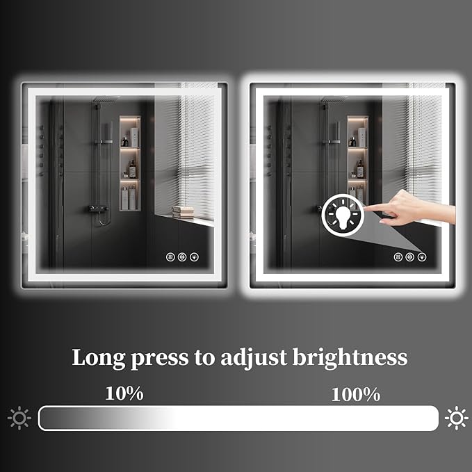 Koonmi 36"x36" LED Mirror for Bathroom, 90CRI Anti-Fog Vanity Mirror