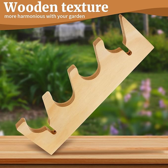 Beeveer 2 Pairs Pine Wood Garden Tool Organizer Wall Mount Garage Shed Yard Organization Racks Horizontal Garden Tool Holder for Wall Shovels Rakes Long Handled Objects Storage, 8 Slots in Total