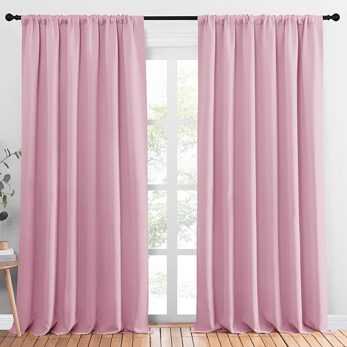 NICETOWN Blackout Curtains Window Draperies, Rouge Pink, 70 by 95 inches Long