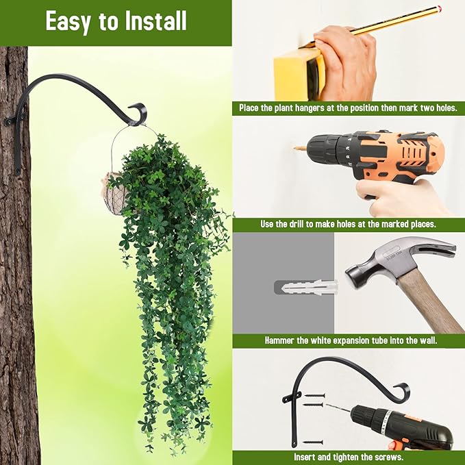 FEED GARDEN 18 Inch 2 Pack Outdoor Hanging Plant Bracket