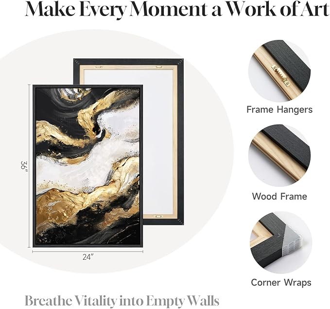 Framed Gold Abstract Wall Art Set of 2