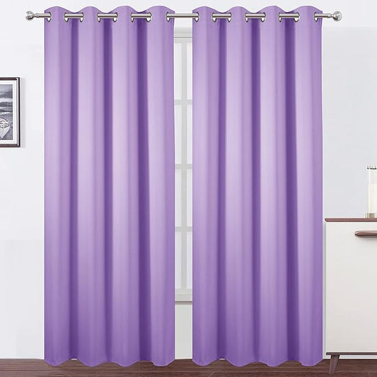 LEMOMO Blackout Curtains 66 x 95 inch/Lavender Curtains Set of 2 Panels/Thermal