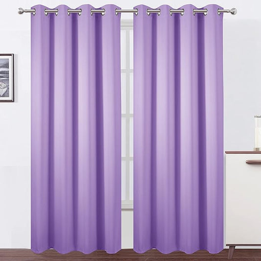 LEMOMO Blackout Curtains 66 x 84 inch/Lavender Curtains Set of 2 Panels/Thermal