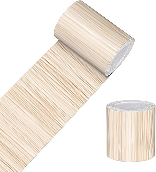 HOMETITUTE Wallpaper Border Peel and Stick Wall Border Beige Bamboo Texture
