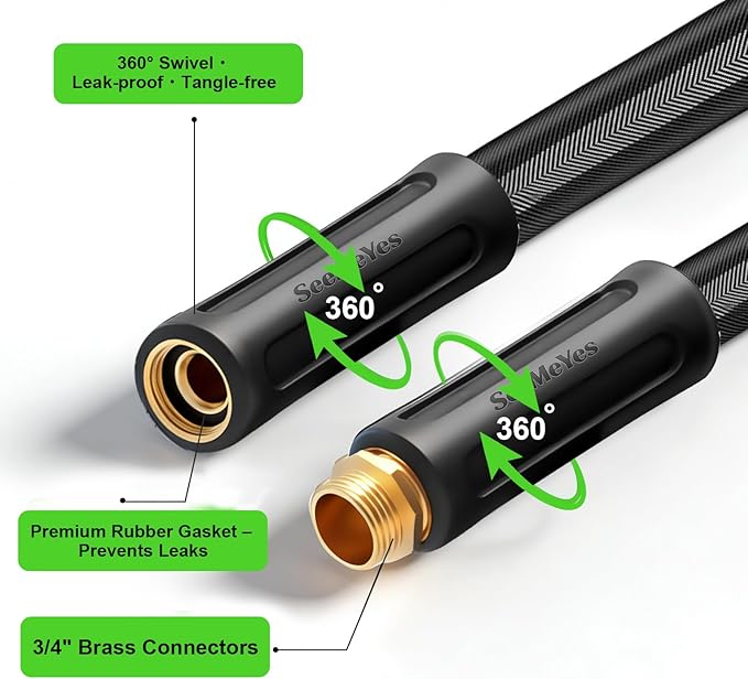100FT Garden Hose, 2026 New Upgraded Fabric Thickened Non-Expanding Water Hose, Ultra Lightweight & Flexible, Burst-Resistant, Kink-Free Hose 700 PSI for Outside, RV, Yard, 3/4GHT, Black-Gray