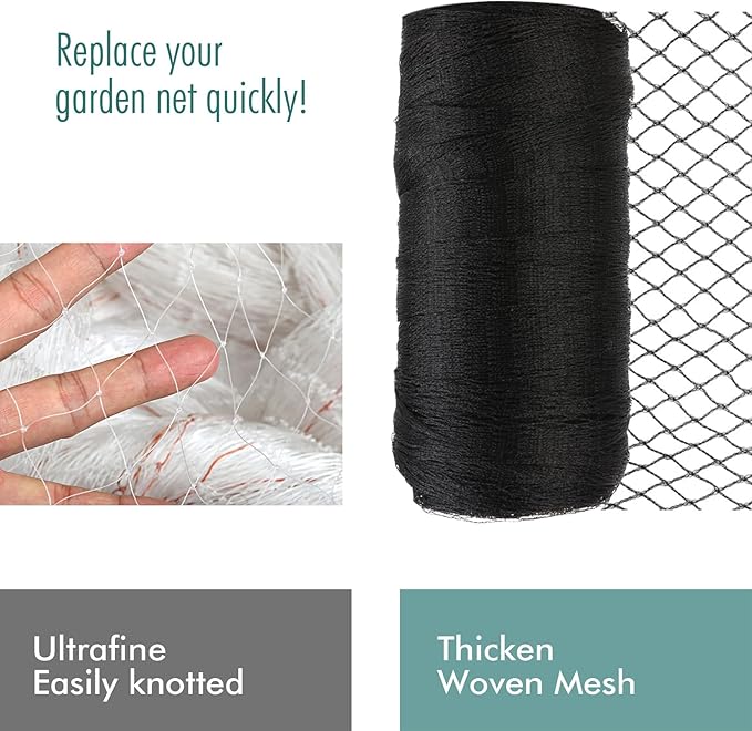 Bird Netting for Garden, Fetanten 28 x 30 FT Netting for Garden Protection Vegetables Fruit Trees Blueberry from Birds Deer Poultry, Heavy Duty Woven Mesh Net Animal Fencing with Ties and Staples