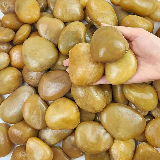 FANTIAN 20 lbs Yellow River Rocks for Garden, 2-3 Inch Polished Pebbles for Indoor Plants, Decorative Rocks Stones for Landscaping, Plants, Vases, Aquariums, Fountains, Pathways and Backyard