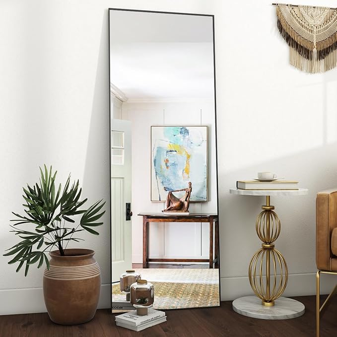 VooBang Mirror Full Length, Aluminum Alloy Frame Full Body Mirror, Standing