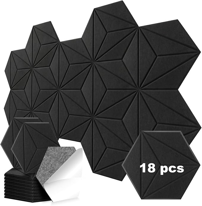 18 Pack Hexagon Acoustic Panels, DIY Sound Proof Foam Panels