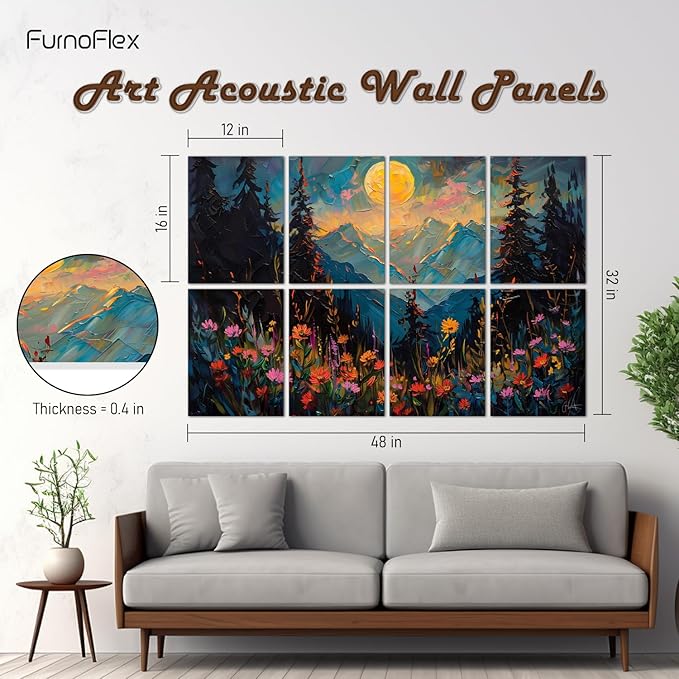 FurnoFlexArt Acoustic Panels Tiles Decorative Room Sound Proof Foam Absorbing