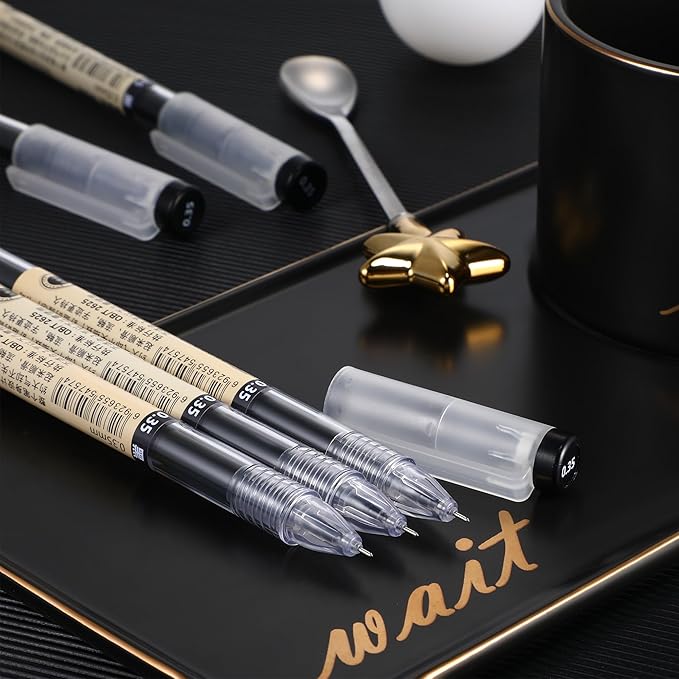 Chinco 12 Pieces 0.35 mm Black Gel Ink Pen Japanese Stationery Extra Fine Chinese Ballpoint Pen for Office School Korean Stationery Supply