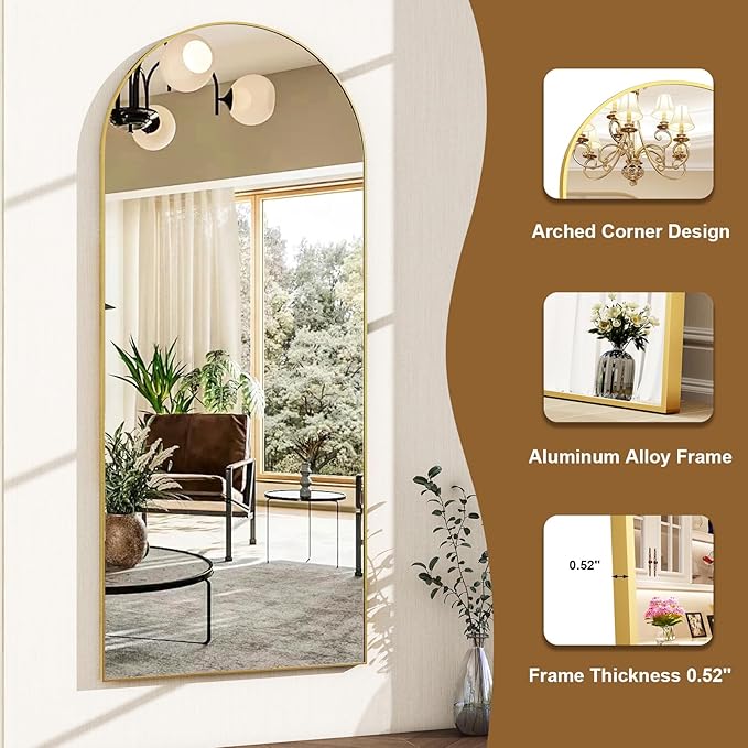 HARRITPURE 56"x21"Full Length Mirror Arch Floor Mirrors