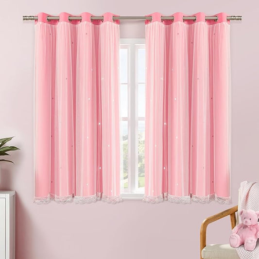 XiDi Pink Curtains for Girls Room, Kids Bedroom Blackout Curtains, Hot Pink