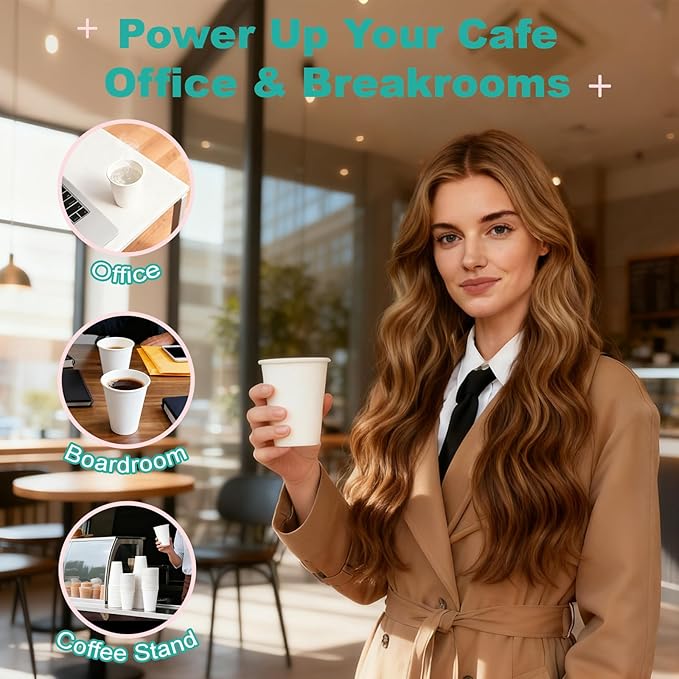 Coolcap 8 oz 1000 Pack Disposable Coffee Cups, Bulk White Disposable Paper Cups, Coffee Cups for Hot Tea, Chocolate and Cold Drinks