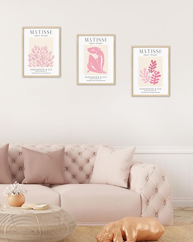 HesenDot Unframed Matisse Pink Wall Art, 12x16in Canvas Prints Poster,