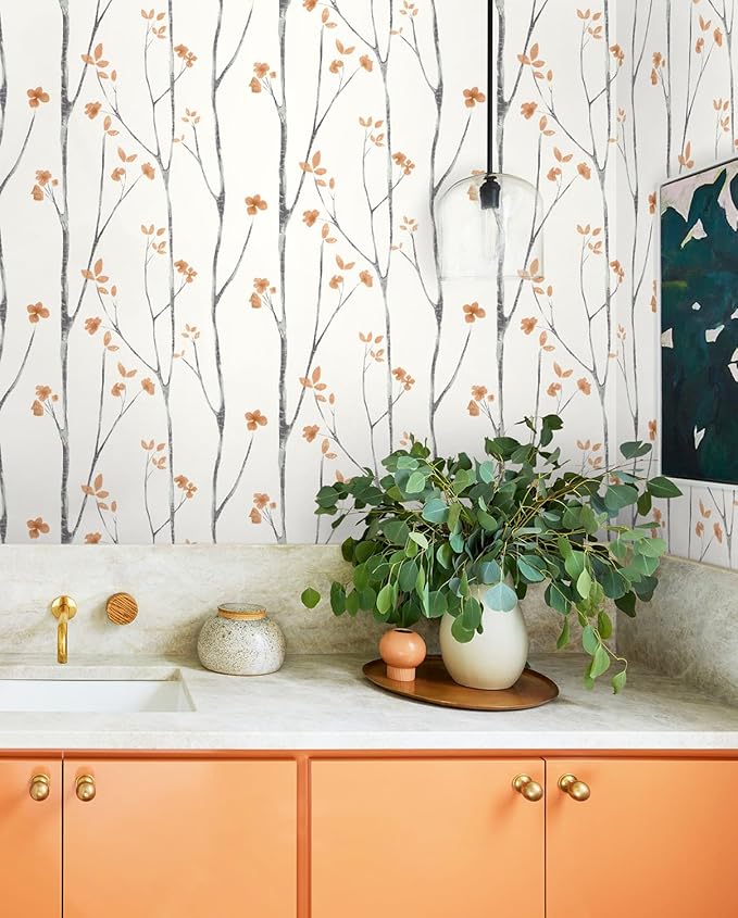 Timeet Floral Wallpaper Peel and Stick Wallpaper Boho 16.14"x393.7" Flower