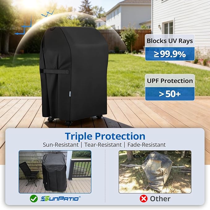 SunPatio 2 Burner Grill Cover 30 Inch, Heavy Duty Waterproof Small BBQ Cover Compatible for Weber Spirit 210 Series, Charbroil, Kenmore Grills, Compared to Weber 7105 (Not Fit for Spirit II E-210)