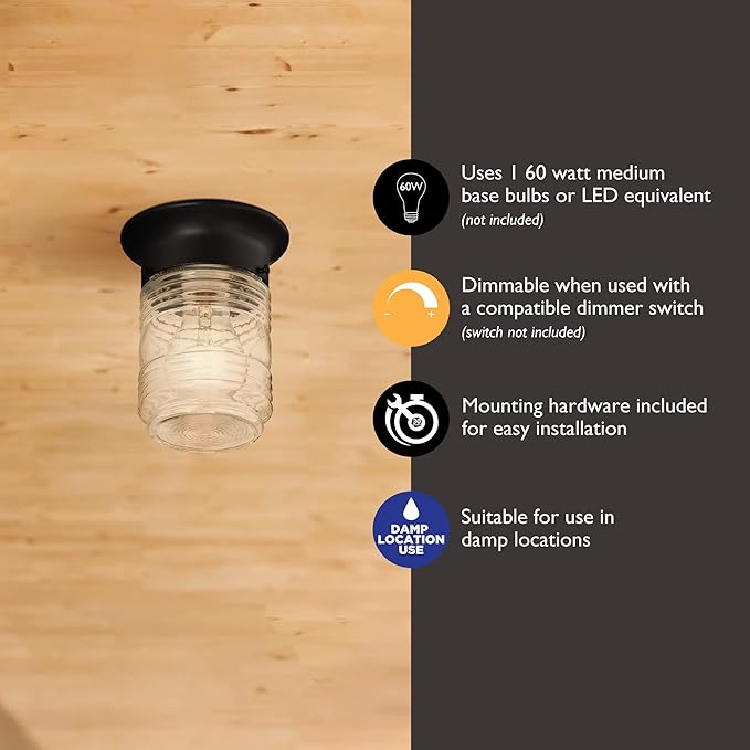 Design House 2-Pack Jelly Jar 1-Light Indoor/Outdoor Flush Mount Ceiling Light