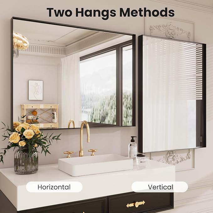 LOAAO Black Bathroom Mirror 28"X36"