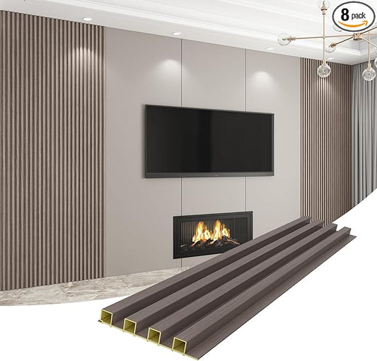 8-Pack WPC Wall Panels 118’’ x 6.1’’ 3D Slat Wall Panel Acoustic Wall Paneling