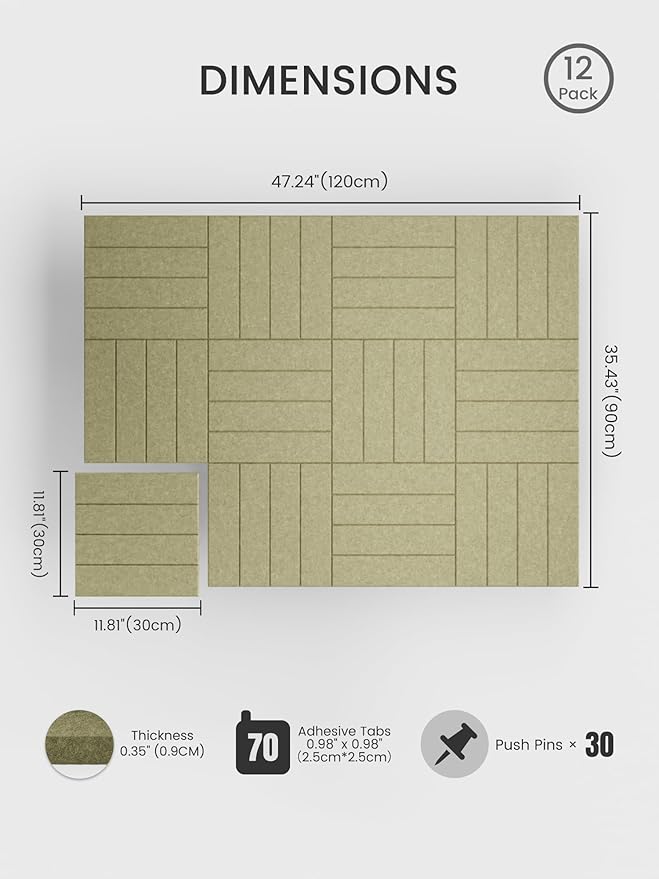 Bumusty Large Cork Board Alternative-48 x 36" Felt Bulletin Board Tiles