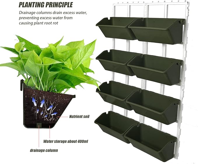 8 Pockets Vertical Garden Wall Planter Raised Beds Hanging Planter Wall Mounted