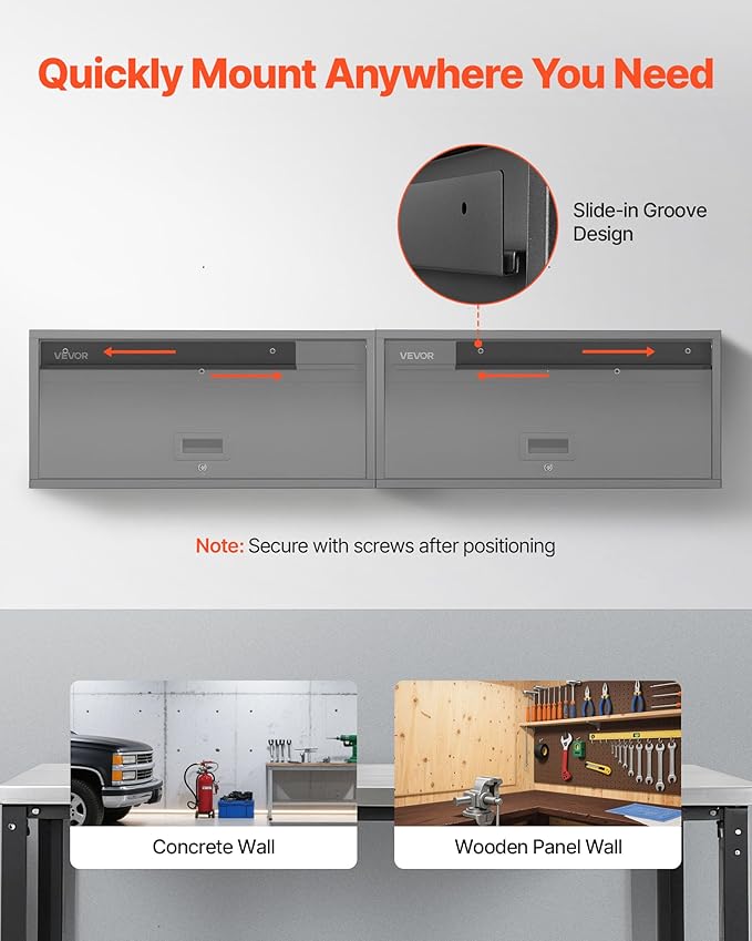 VEVOR Metal Wall Cabinet, 30.31W x 12.01D x 14.02H Inch, Floating Garage Tool