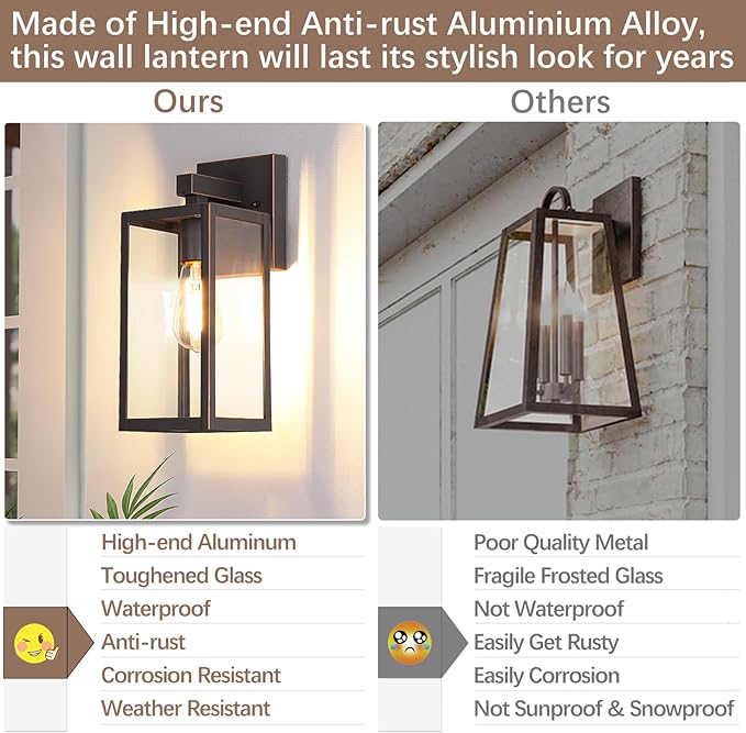 MAXvolador Outdoor Wall Sconce, Exterior Waterproof Wall Lantern Light Fixture