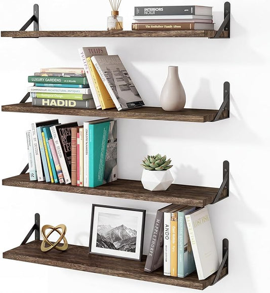 YGEOMER Floating Shelves for Wall, 23in Brown Wall Shelves for Living Room