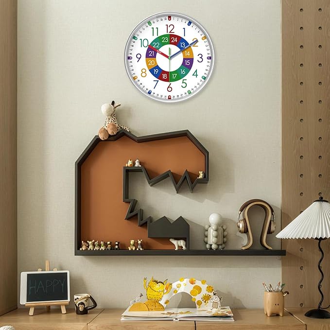 XFM Wall Clock for Kids 16 Inch Kids Teaching Wall Clocks Battery Operated