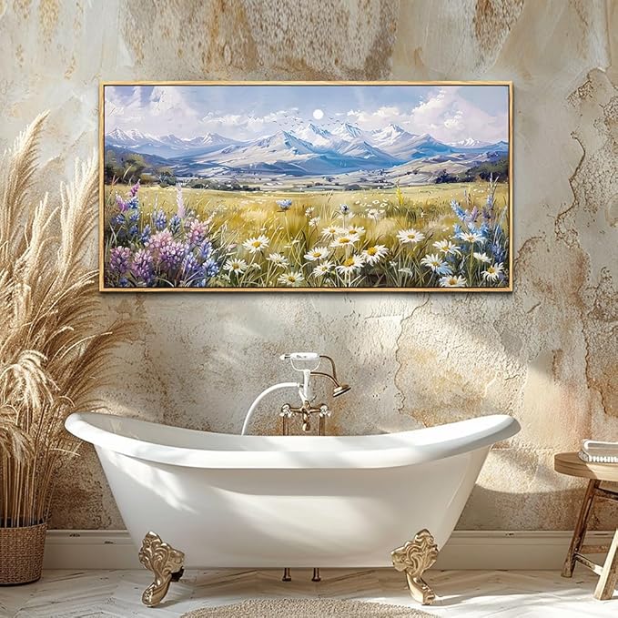 QIYILEXWART Large Wall Art For Bedroom Wall Decor For Living Room Office Decoration Range Grassland Landscape Painting Watercolour Pictures Canvas Artworks Ready To Hang Home Decor Wood Framed
