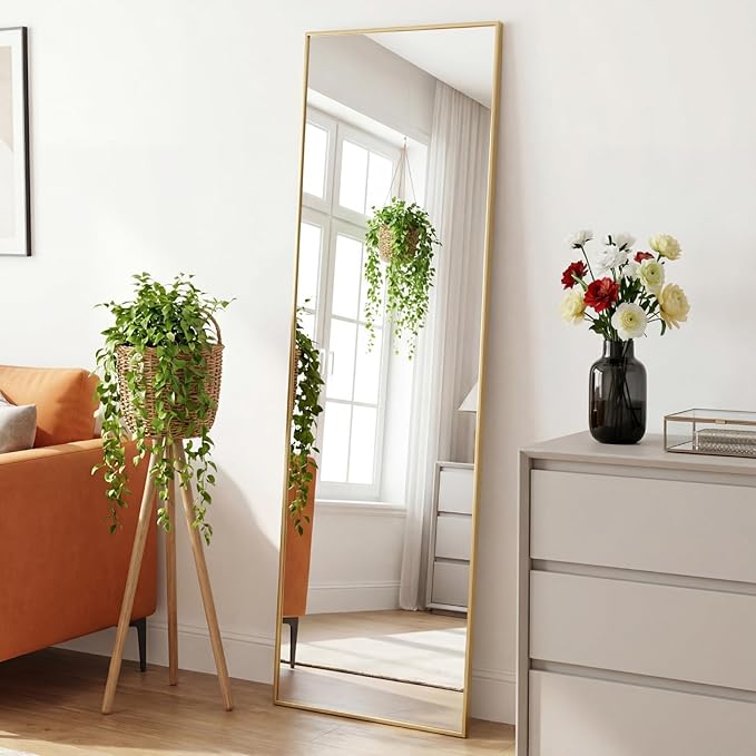 DUMOS Full Length Mirror for Bedroom, Hanging or Leaning for Wall, Aluminum