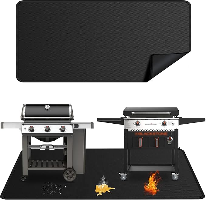 100x39 inches Extra-Large Under Grill Mats for Outdoor Grill, Double-Sided Fireproof Protective Mat, Oilproof Waterproof BBQ Fire Pit Fireplace Mat
