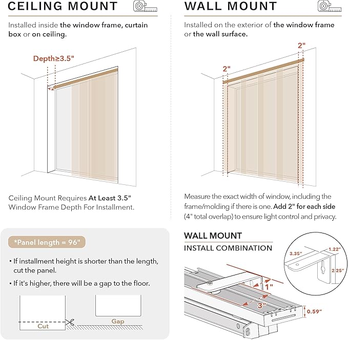 GoDear Design Adjustable Verticsl Sliding Panel Track Blinds