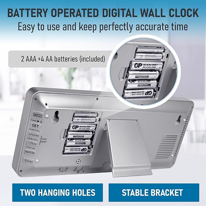 TXL Silver Large Digital Wall Clock