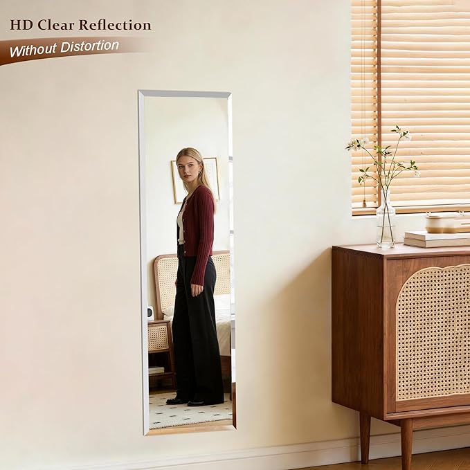 Frameless Mirror Full Length 56”x16”| Wall Mount Mirror Full Length Beveled