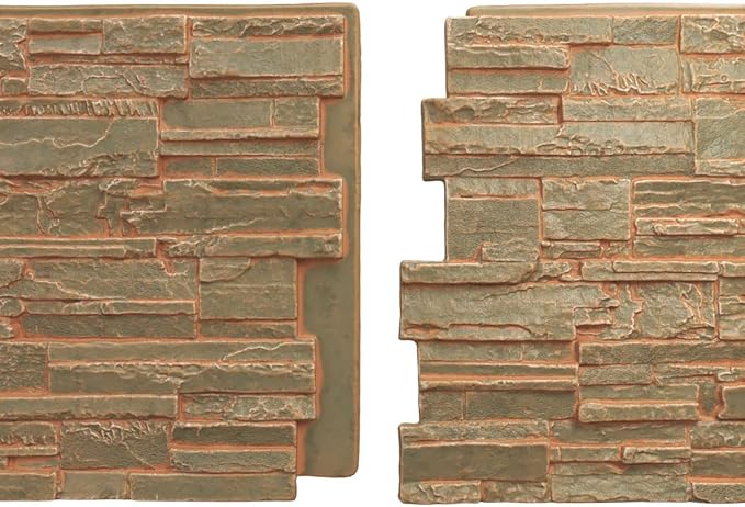 EverStone Cascade Faux Stone Panel, 48 5/8"W x 24 3/4"H x 1 1/4"D, Iron Mill