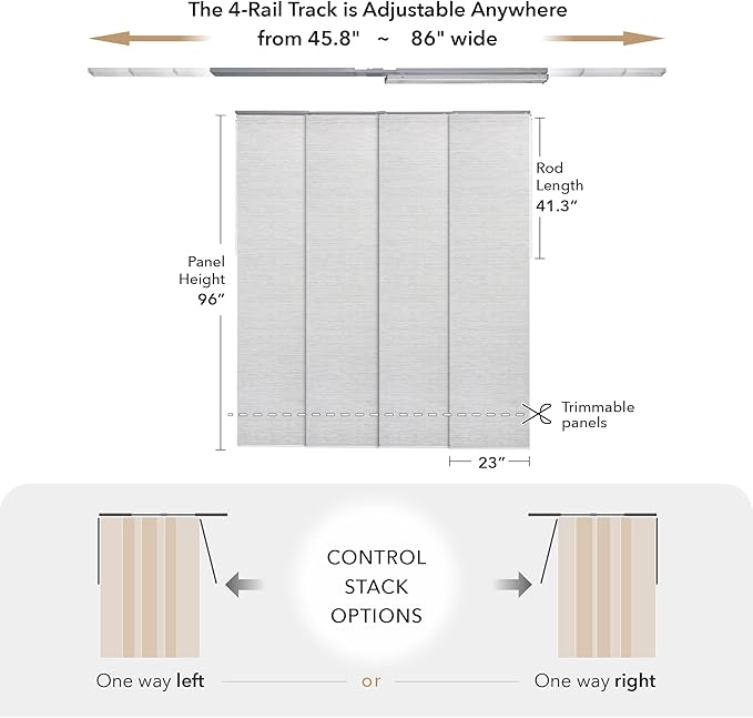 GoDear Design Adjustable Sliding Panel Track Blinds, Vertical Blinds, Room