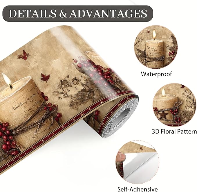 Rustic Farmhouse Wallpaper Border Peel and Stick 196x4 Inch Removable Wall