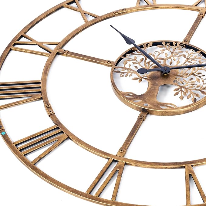 48 Inch Large Wall Clock for Living Room – Bronze Metal Clock