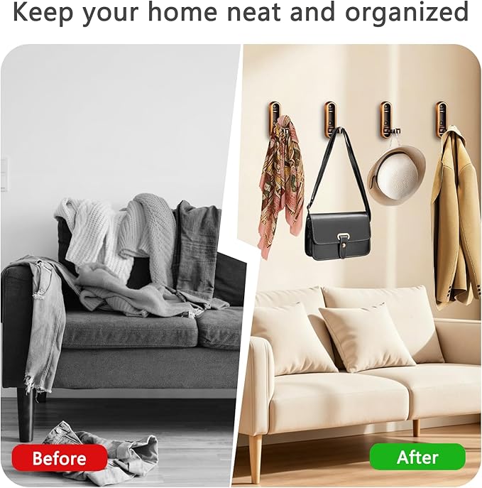 2PCS Foldable Wall Hooks, Flip Down Design