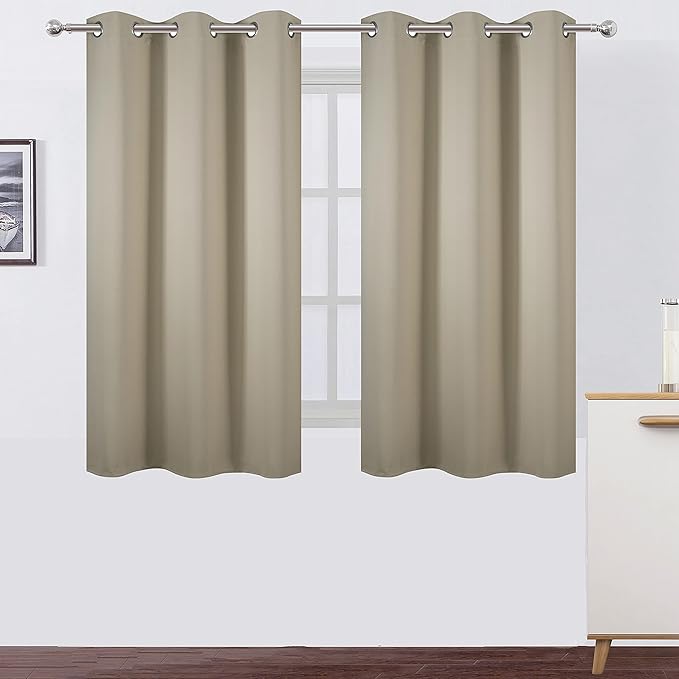 LEMOMO Beige Thermal Blackout Curtains/38 x 54 Inch/Set of 2 Panels Room