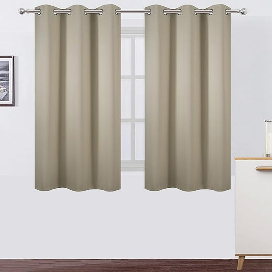 LEMOMO Beige Thermal Blackout Curtains/38 x 54 Inch/Set of 2 Panels Room