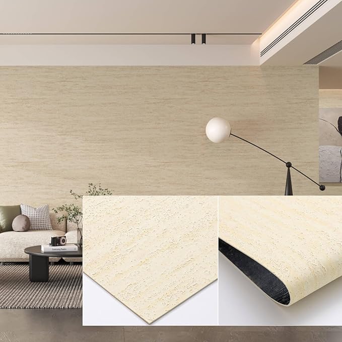 3D Wall Panels Peel and Stick â 23.82"x110" PVC Faux Travertine Texture