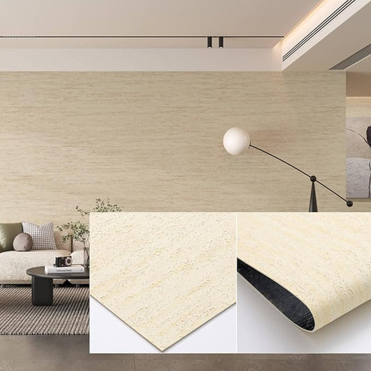3D Wall Panels Peel and Stick â 23.82"x110" PVC Faux Travertine Texture