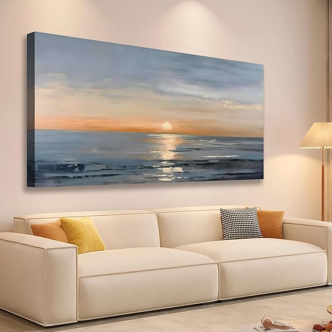 JLXART Wall Art Scenery Landscape Canvas Painting Sunrise Framed Artwork for Bedroom Office Home Decoration Art 30"x58"