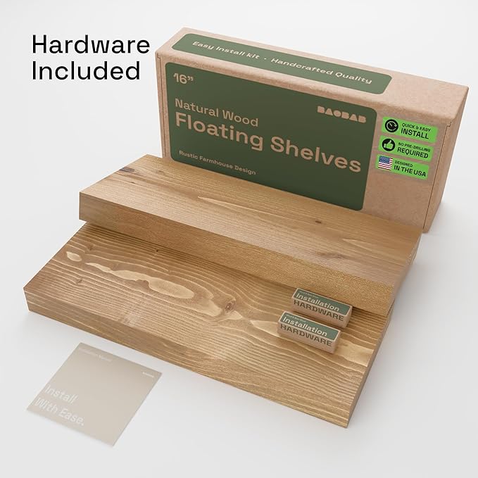 BAOBAB WORKSHOP Natural Wood Floating Shelves