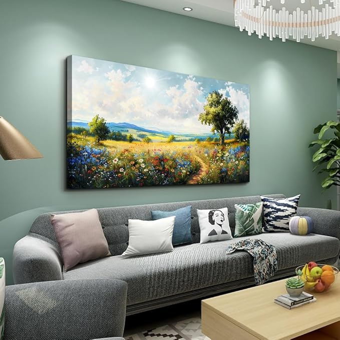 hyidecorart Nature Field Scenery Abstract Painting Framed Wall Art