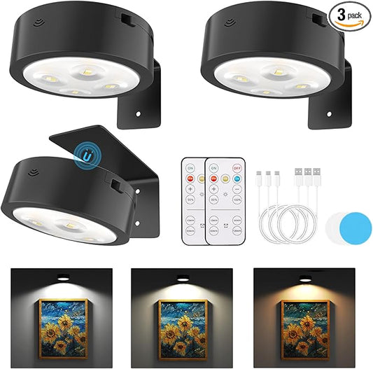 Narotood Picture Lights for Wall, Rechargeable Battery Magnetic Poster Lights