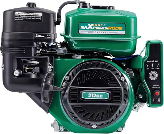 maXpeedingrods 7HP 212cc Gas Engine, Electric Start 4 Stroke OHV Horizontal Shaft Gasoline Engine, Shaft 3/4" (19mm) Diameter, Shaft 3/16" Keyway for Go-Karts Log Splitters Lawn Mowers